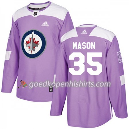 Winnipeg Jets Steve Mason 35 Adidas 2017-2018 Purper Fights Cancer Practice Authentic Shirt - Mannen